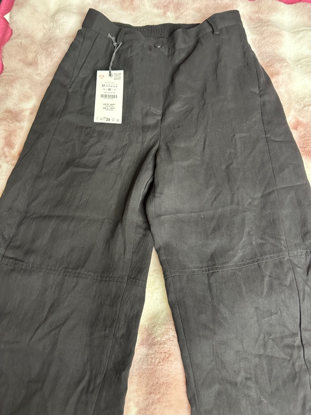 Zara Black Wide-Leg Crop Pants